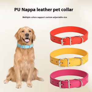 Bergaya Modern pola padat PU kulit kerah anjing lembut tahan lama dengan logam tahan karat <span class=keywords><strong>Prong</strong></span> gesper modis untuk hewan peliharaan anak anjing - Product Image 5