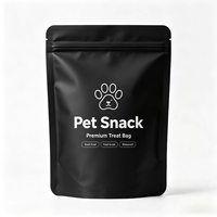 Sachet d'emballage personnalisé noir mat refermable avec fermeture éclair, anti-odeur, de qualité alimentaire, étanche, pour friandises et snacks pour chiens