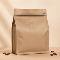 Sacs d'emballage pour café en stock, personnalisés, imprimés, vides, pour thé matcha, café, pochettes en plastique à fond plat avec fermeture éclair et valve