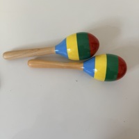Orff Percussion Musical Instrument Accessories Christmas Colored Wooden Maracas for Music Enlightenment Education Celebrate