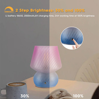 Lampe champignon rechargeable à LED Luminosité en 2 étapes: 30% et 100% Lampe de table tactile sans fil pour éclairage décoratif portable d'intérieur