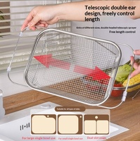 Panier de vidange télescopique en acier inoxydable 304 pour évier de cuisine, panier de lavage multifonctionnel pour fruits et légumes, égouttoir à fruits