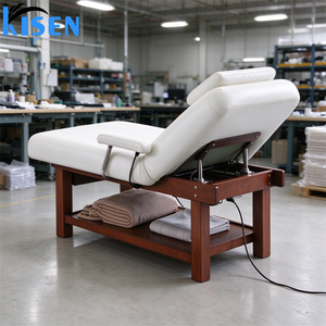 Table de massage portable de luxe en bois réglable Kisen Wholesale, avec cadre en bois massif et armoire intégrée, idéale pour les salons de beauté professionnels. - Product Image 5