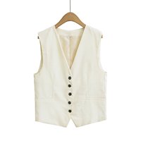 Ensemble 2 pièces pour femmes-Débardeur sans manches décontracté à simple boutonnage et short décontracté-Ensemble pour femmes