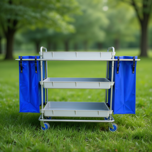 Carrello Cromato per Biancheria con 3 Ripiani, 20 Grigio, 77 L, per Casa e Pulizie - Product Image 3