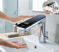 Robinet mitigeur de salle de bain monotrou à LED avec affichage numérique et capteur 2-en-1 ( Robinet/Distributeur de savon) pour hôtels et maisons - Meilleures ventes