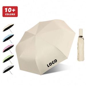 Parapluie pliant manuel compact de luxe à 3 sections pour filles, promotionnel, avec poignée, personnalisable avec logo, pour la pluie et le soleil, vente en gros à prix abordable - Product Image 2