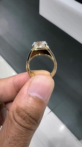 Anillo de Sello con Diamante Cultivado en Laboratorio de 3CT, Oro Amarillo de 14K, Anillo de Hombre, Joyería Fina de Lujo, Regalo - Product Image 3