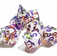 Ensemble de dés de jeu de rôle DND en résine à motif de dragon, 7 pièces, noyau liquide, bords tranchants, polyédriques pour les jeux de table Dungeons & Dragons