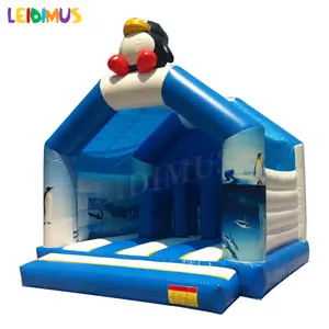 Commercial popular cartoon inflável saltando castelo bonito pinguim inflável salto castelo casa salto para crianças