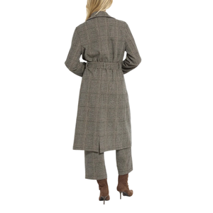 Abrigo largo vintage a cuadros para mujer con doble botonadura, cinturón, solapa y bolsillos, mezcla <span class=keywords><strong>de</strong></span> lana, estilo maxi, para otoño e invierno - Product Image 3