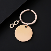 Porte-clés en acier inoxydable 201 Ywyougang avec breloque cœur et symbole infini, anneau en fer gravable personnalisé, multicolore, idéal pour les cadeaux