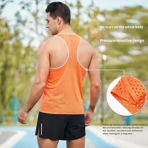 Canotta da Maratona Personalizzata da <span class=keywords><strong>Uomo</strong></span> per Corsa Campestre Allenamento su Pista Traspirante in Rete Sportiva ad Asciugatura Rapida - Product Image 3
