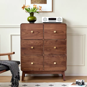 צפון אמריקה עץ אגוז שחור שידה עם שש מגירות מודרני מינימליסטי נורדי אמצעי עתיק סִגְנוֹן ריהוט ביתי לסלון - Product Image 3