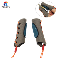 Pelindung Jari Kulit Mikrofiber Piaoyu untuk Menembak Dart Ikan, Tahan Aus, Desain Tali Pengikat yang Tahan Lama untuk Menyesuaikan Ukuran Jari yang Berbeda
