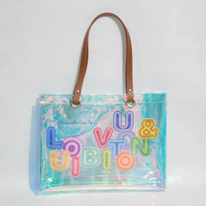 Bolsa de Playa Impermeable para Viaje, Gran Capacidad, Bolso de Hombro de PVC para Mujer, con Logotipo Impreso con Láser, Bolsa de Regalo para Mujer - Product Image 1