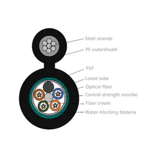 GYTC8S Single Mode 9/125 Fiber Optical Cable 9.0mm Cable 12core PE Sheath Fiber Cable For Outdoor