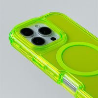 Coque transparente couleur néon pour iPhone 17 Pro 16 Pro Max 15 14 13 12, compatible charge sans fil, protection antichoc 3-en-1