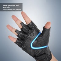 Guantes de Ciclismo de Verano Unisex para Adultos, Medios Dedos, de Cuero, Compatibles con Pantalla Táctil, Altamente Transpirables, para Motociclismo, China