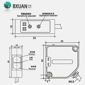 Cảm biến tiệm cận quang điện vuông e3jk với phạm vi cảm biến 30cm DC 24V 5 dây NPN PNP đầu ra phản xạ khuếch tán - Product Image 3