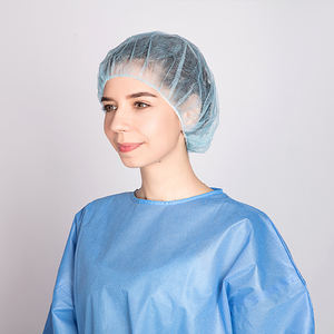 Topi Bob sekali pakai, 19 "21" 24 "biru elastis tahan debu industri makanan untuk dokter Suster Polipropilena Non Woven PP - Product Image 4