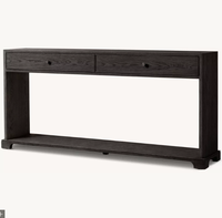 Table d'entrée GENEVIEVE en chêne massif de style mid-century avec tiroir de rangement, meuble durable pour salon et couloir
