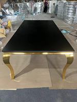 Chaises et tables de mariage à dossier rectangulaire en acier inoxydable de style européen en stock pour banquets et mariages