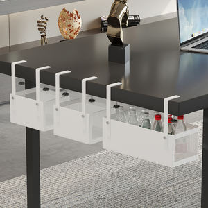 Estante de almacenamiento de escritorio mágico, caja de almacenamiento colgante sin taladro, estaciones de trabajo organizadoras y cesta colgante lateral de escritorio inferior de cocina - Product Image 6