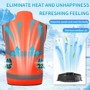 Gilet de sécurité réfléchissant haute visibilité pour hommes, à gel rafraîchissant, alimenté par batterie, pour le travail en extérieur, à deux couleurs, de haute qualité, à évaporation - Product Image 3