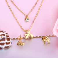 Juego de Joyería de Zirconia de Moda a Precio Económico, Aretes de la Mejor Calidad para Mujer, Conjuntos de Joyería de Acero Inoxidable Bañado en Oro