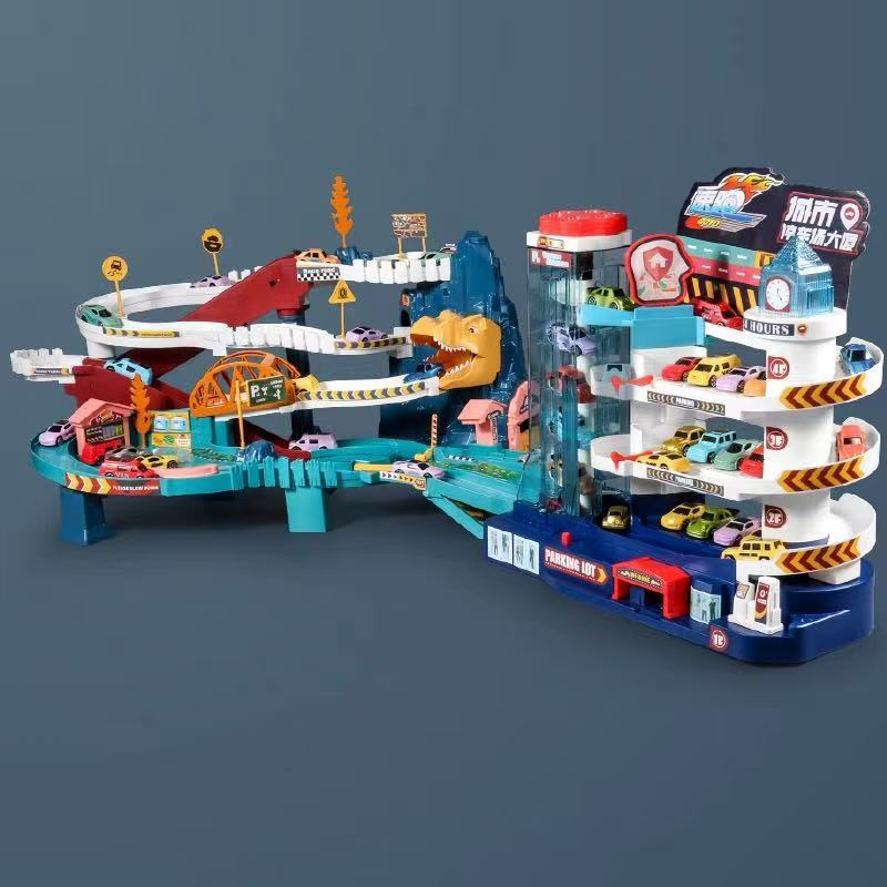 Dinosaur track four-story car building-10 cars