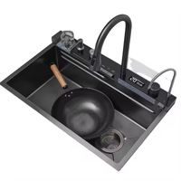 Évier de cuisine multifonctionnel en acier inoxydable et laiton épaissi, à cuve unique, avec surface brossée pour installation sur comptoir