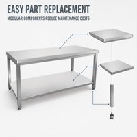 Table de travail de cuisine en acier inoxydable 304 poli, réglable en hauteur, démontable, fabriquée en Chine par Ruineng, capacité de charge de 300 kg/m