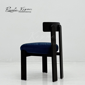 Silla de Diseño Geométrico Moderno Personalizada de Keynes Advanced Factory, Tapizada en Terciopelo Azul con Estructura de Madera Negra - Product Image 5