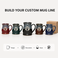 Ensemble de tasses en céramique réactive personnalisées de haute qualité, capacité 400/500 ml, style rétro, poignée en grès, anti-fuite, passe au lave-vaisselle