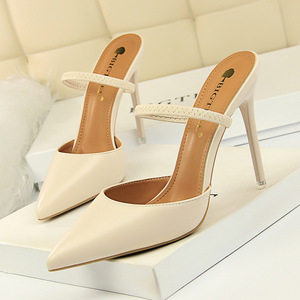 Talon Femme High Quality Lady <b>Closed</b> Pointed <b>Toe</b> Sandals Mules Pumps Sexy Women's <b>Heels</b> - Product Image 6