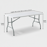 Table de banquet carrée pliable en HDPE blanc simple, tables pliantes économiques pour mariages et fêtes, faible MOQ