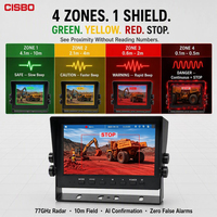 Système de recul CISBO C98AIR-107-11 avec radar 77 GHz portée 10 m + caméra IA, avertissement 4 zones, DVR et moniteur 7 pouces pour véhicules lourds