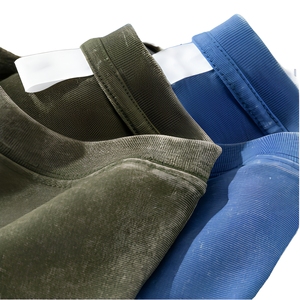 Men's O-Neck Short Sleeve Solid Color Cotton <b>T</b>-<b>Shirt</b> Regular Fit Casual Jersey Knit Top in <b>Olive</b> <b>Green</b> and Blue - Product Image 1