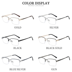 Occhiali da vista montature di alta qualità da uomo blu Ray taglio piccolo rettangolo argento acciaio Semi-montante cerniera a molla 2025 ottico - Product Image 6