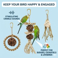 Jouet à mâcher amusant en corde tressée pour perroquet, accessoire éducatif à suspendre pour cage à oiseaux, mini jouet de recherche de nourriture pour la dentition