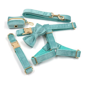 5-in-1 kualitas nilon hewan peliharaan anjing kucing kerah dasi kupu-kupu tas kotoran pemegang Tidak tarik beludru tali anjing Harness Set-modis gaya - Product Image 5