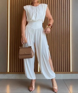 Summer Sleeveless Women's High Waisted <strong>Jumpsuits</strong> Solid Tummy Control <strong>Jumpsuit</strong> Loose Women's Casual <strong>Harem</strong> <strong>Jumpsuit</strong> - Product Image 2