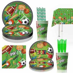 Decoración de Cumpleaños con Temática Deportiva, Artículos para Fiestas, Juego Desechable de Pelotas, Decoración para Exteriores, Vajilla de Papel - Product Image 1