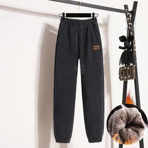 Taille haute mince jambes lâches Harlan pantalon 2021 automne hiver nouvelle peluche épaissie coréen pantalons décontractés enfants garde pantalon - Product Image 4