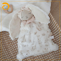 Couverture de sécurité pour bébé personnalisée avec logo, en peluche douce, doudou, jouet apaisant pour nouveau-né avec tête d'animal en peluche