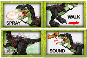 Simulation de lumière et de musique, télécommande 2,4 G, rotation à 360 degrés, dinosaure Tyrannosaurus Rex télécommandé, pulvérisation, jouets pour enfants - Product Image 4