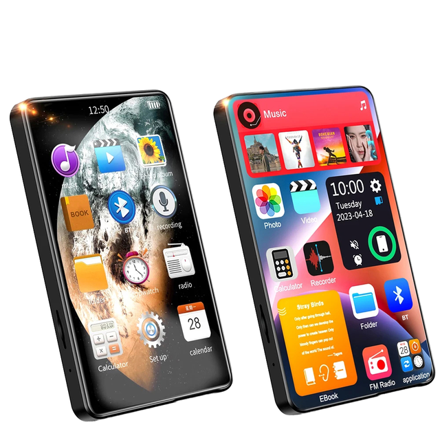 4 Inch Full Touch Screen MP3 Music Player HD BT V5.2 Walkman 16GB Built-in Speaker Player FM Radio Recording E-book