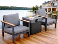 Table carrée en acier de foyer au gaz de 53cm avec chaises