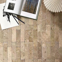 Carrelage de sol extérieur en pierre naturelle beige lime brique chez l'habitant pour cour, carreaux muraux de fond pour espace commercial